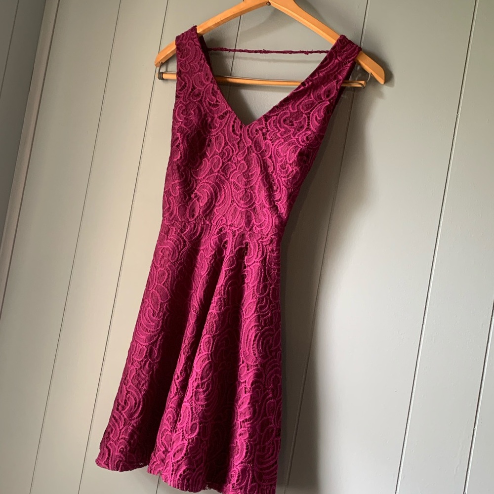 Wine colored midi dress